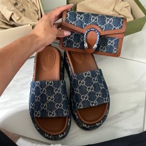 Gucci denim GG delave sandals 37